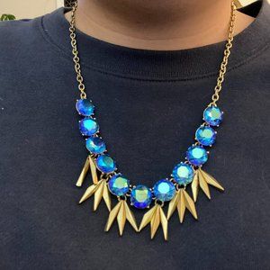 J. Crew Blue Iridescent Crystal Statement Necklace